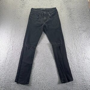 Platform Jeans Womens 27x29 Black Cotton Denim Skinny Leg Distressed Stretch